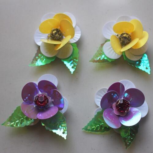 50pieces/lot high quality mixed color Handmade Sequins Beads Flower Applique Patches Bags/Clothes Sew on DIY Accessory