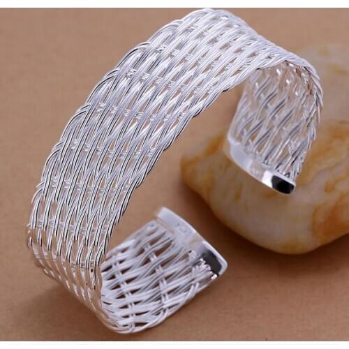 B035 925 sterling silver bangle bracelet, 925 silver fashion jewelry Web Bangle /amuajeba autajmaa