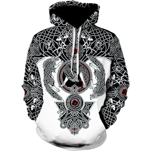 Brand design hoodies Beautiful Viking 3D Printed Sweatshirt Unisex hoodie Viking Odin Tattoo autumn and winter jacket Streetwear