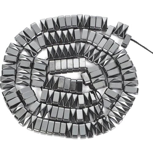 Natural Stone Beads 2 Holes Pyramid Shape Black Hematite Beads Round Loose Beads For Jewelry Making DIY Bracelet Accessories