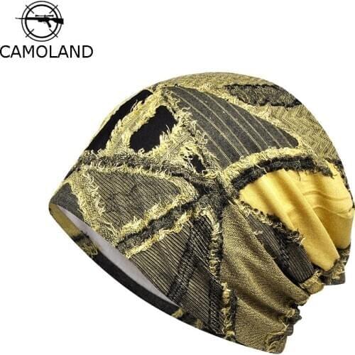 CAMOLAND Womens Beanie Hats Female Fashion Patchwork Beanies New Spring Summer Geometric Pattern Hat Skullies Beanies