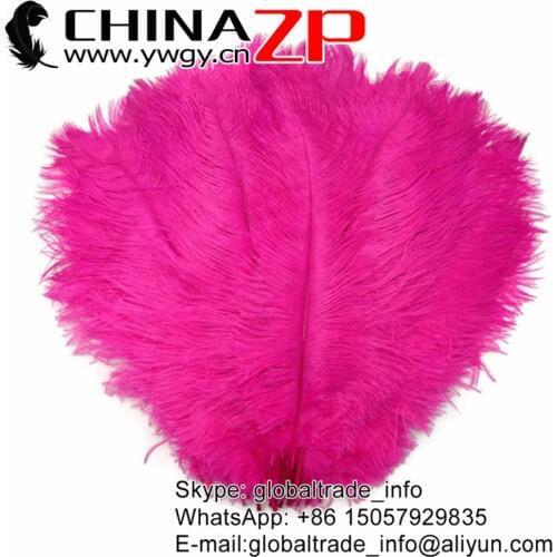 CHINAZP 35-40cm Wholesale 200pcs/lot Colored Fuchsia Top Quality Ostrich Feathers 14-16inch