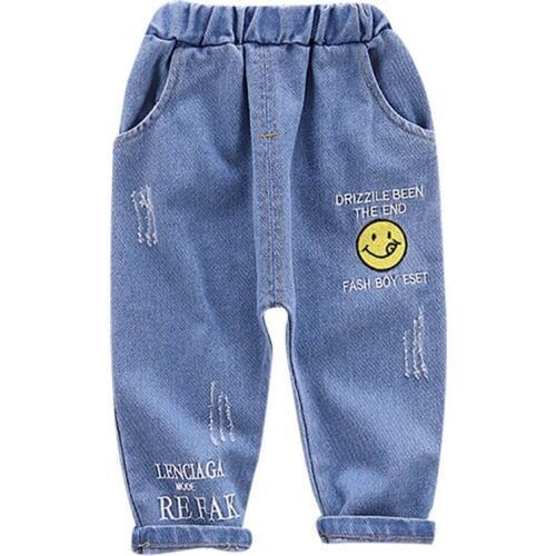 Autumn Toddlers Kids Boy Jeans Letters Print Denim Pant Baby Long Pants Trousers Bottoms