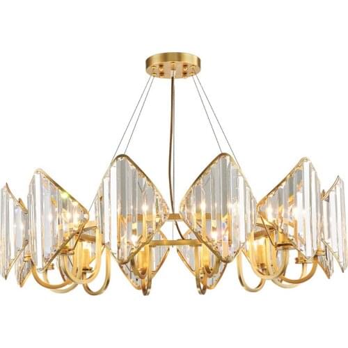 H65 Brass Chandeliers For Living Room Luxury K9 Crystal Light Fixture Postmodern Villa Home Lighting Decoration Free Shipping