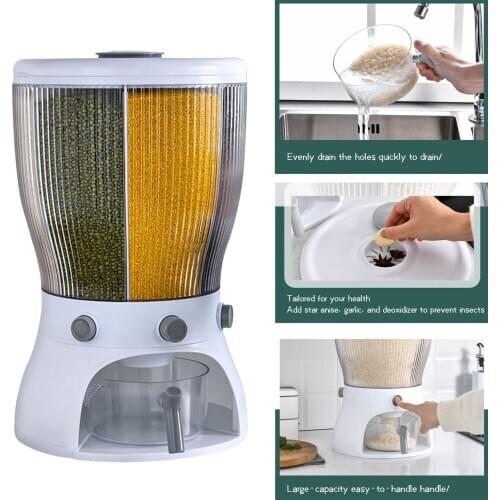 Kitchen Food Storage Cereal Dispenser Storage Box Rotating Dry Food Rice Container Storage Case Flour Grain Storage Box Bottle