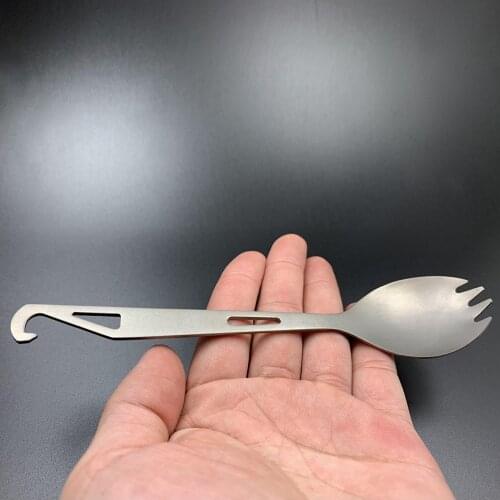 Multifunctional spoon Outdoor Camping Picnic titanium Spoon Tableware titanium alloy Fork Ultralight pure titanium Spork