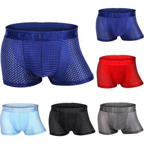 Breathable Mesh Silk Mens Four Corner Underwear New 2019 Underwear Men Cotton Mens Bodysuit Underwear Hot Sale