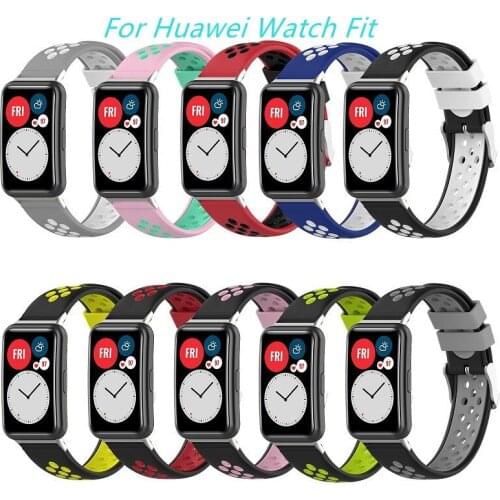 Soft Silicone Watch Strap For Huawei Watch Fit original SmartWatch Band Accessories For Huawei fit WristBand Bracelet with tool