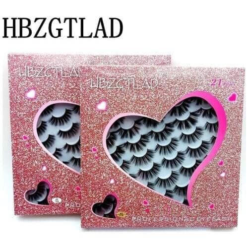 NEW 20/21 pairs 3d Mink Lashes Bulk Faux with Custom Box Wispy Natural Mink Lashes Pack Short Wholesales Natural False Eyelashes