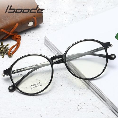 Iboode Ultralight TR90 Eyeglasses Spectacle Optical Glasses Frame Fashion Round Candy Color Myopia Eyewear Clear Lens Glasses