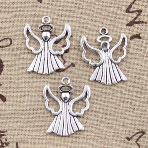 15pcs Charms Praying Angel 26x21mm Antique Silver Color Plated Pendants Making DIY Handmade Tibetan Silver Color Jewelry