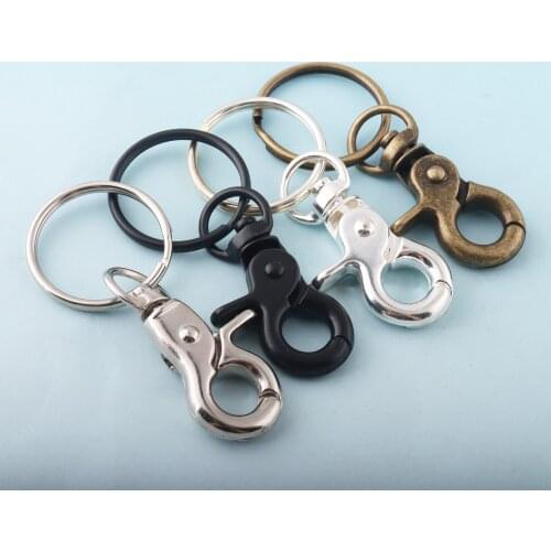 Swivel Clasp with Keyrings Metal Lobster Clasp Black Snap Hook Lanyard Hook Clips Bag Hardware Accessories