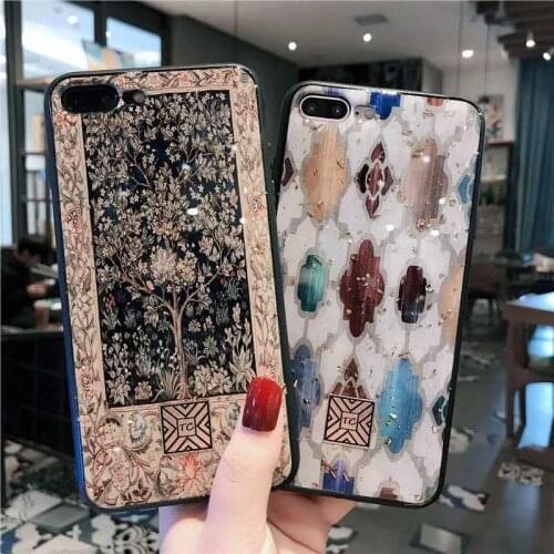 Luxury Phone Case For iPhone X XS Max XR Retro tree Gold foil Soft TPU Silicone Cover For coque iPhone 7 8 plus 6 6s Plus Case