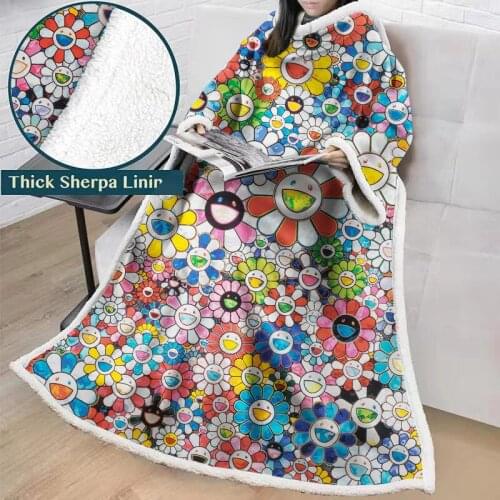 Flower Fashion Skull Headband Sleeve Quilt Plush Blanket Adult Cover Leisure Sofa Plush Blanket Family Bedding Custom Blanket