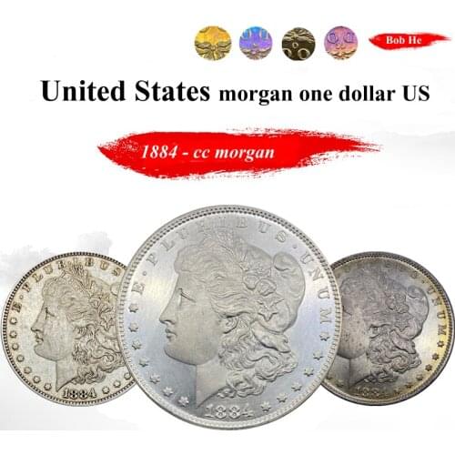 United States 1884 CC Morgan One Dollar US Coin Cupronickel Plated Silver Morgan Silver Dollor Coin