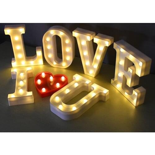 Luminous LED Letter Night Light Creative 26 English Alphabet Number Battery Lamp Romantic Wedding Party Room Letter Decoration