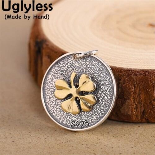 Uglyless Fighting Life Inspiring Medal Pendants for Women Thai Silver Necklaces 925 Silver The Harder U Work The Luckier U Get