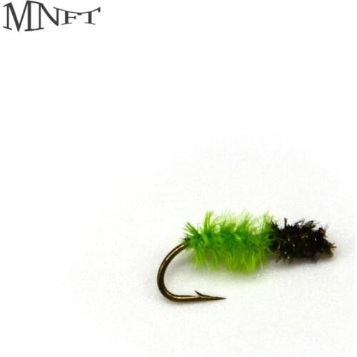 MNFT 10PCS Green Caterpillar Midge Nymph Trout Blue Gill Fishing Fly Small Wooly Bug Fly Fishing Artificial Lure Hook12