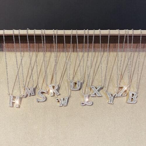 Micro Zircon Zirconium Stone Letters Necklace Woman Tide Niche Design Clavicle Chain Concise Temperament All-match Necklace
