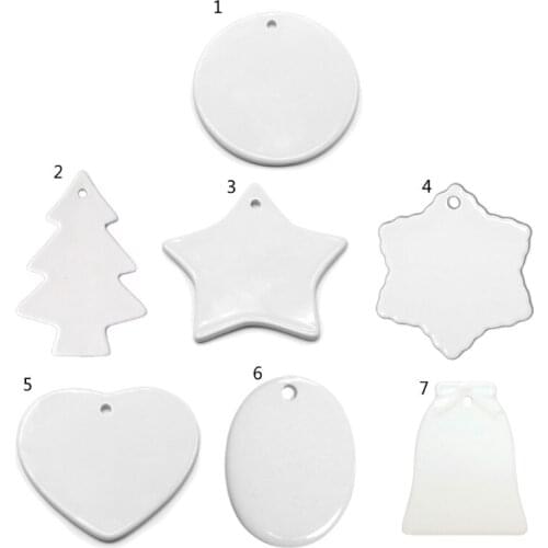 10 Pcs Sublimation Blank Pendant Heat Transfer Ceramic Hanging Ornaments Christmas Tree Decoration for Holiday DIY Craft