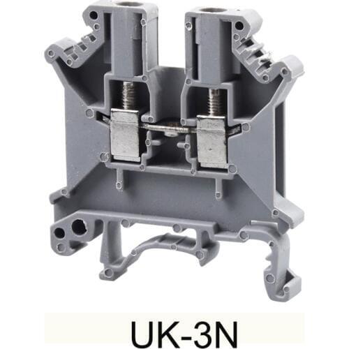 100PCS/BOX Export Euopean UK-3N DIN rail Terminal blocks Phoenix type UK3N Wiring board connector terminals