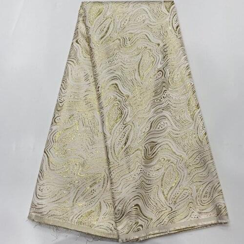 2021 New 5yards African Jacquard Fabric Nigerian Brocade Lace Cloth Floral Tela Tissus Patchwork Dress Material For Sewing PJZ9