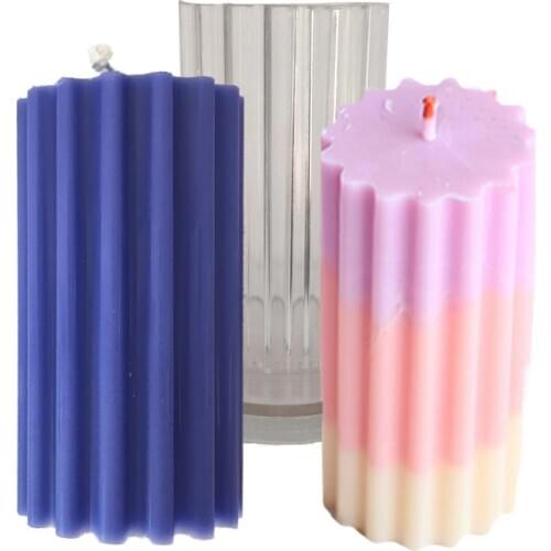 5.7x11.2cm DIY Candle Mold Craft Candle Round Coarse Tooth Stripe Handmade Aroma Plastic Candle Mold