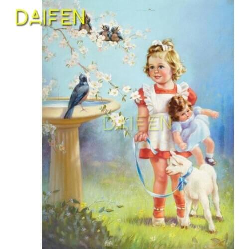 5D DIY Diamond painting Cross stitch Full Round Diamond mosaic Full Square Diamond embroidery girl doll goat bird fountain