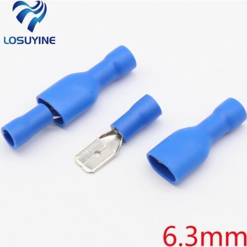 6.3mm blue Female/Male Spade Insulated Electrical Crimp Terminal Connectors