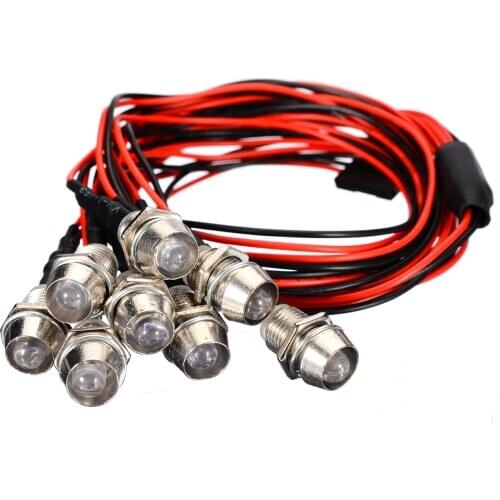 8pcs LED Light RC Car Night Headlamps White Red Headlights Taillight for 1/10 RC Car Model Truck Crawler Accessory