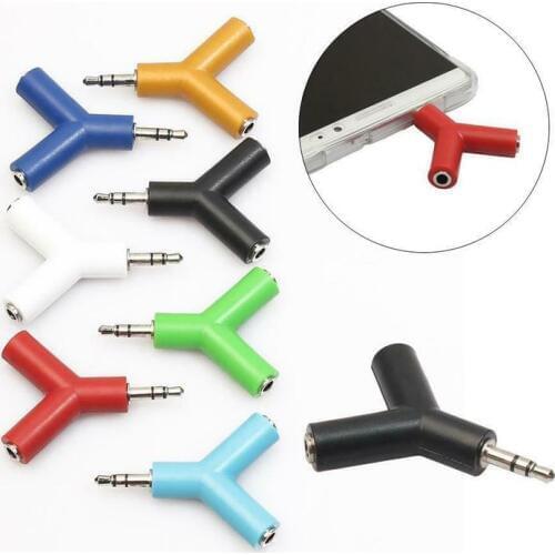 3.5mm Earphone Adapter 1 to 2 Audio Splitter Y AUX Stereo PC Mobile Headphones Jack For Headset Cable MP3 MP4 Adapter Phone Q2A3