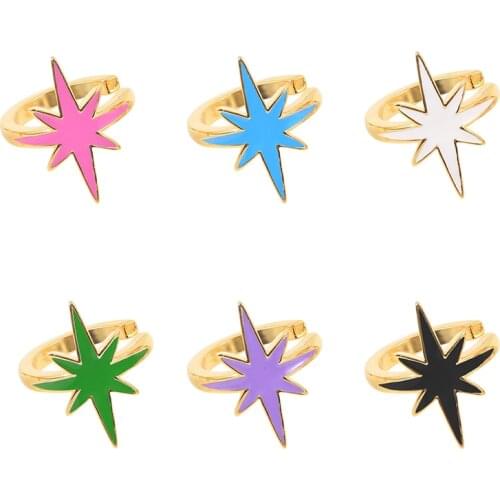 CANNER 925 Sterling Silver Dropping Oil Star Earrings Ear Cuffs for Women Non Pierced Minimalist Cartilage Earrings Oorbellen