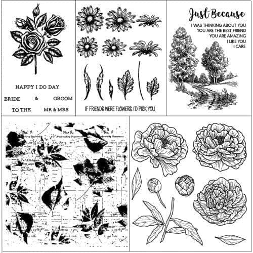 AZSG Flower Stamps Transparent Silicone Clear Stamps/seal for DIY Scrapbooking/Card Making/Photo Album Decoration Supplies