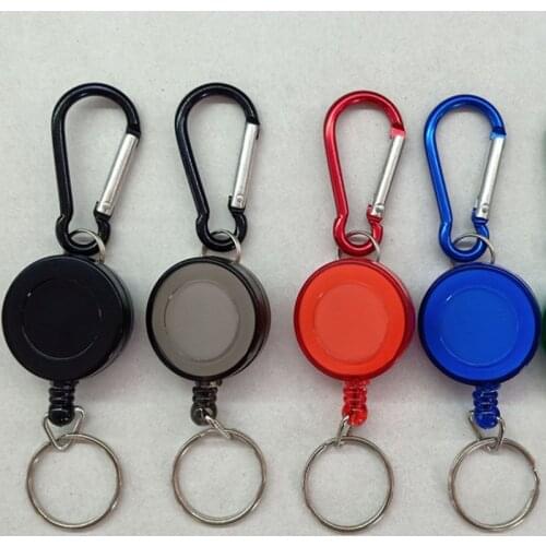 60cm Badge Reel Retractable Recoil Anti Lost Ski Pass ID Card Holder Key Ring Keyring Steel Cord Black Wire Rope Keychain