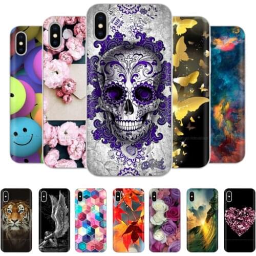 For iPhone X Case Silicone Soft TPU Back Cover For iPhoneX XR XS XS Max Case Cover Shockproof Bumper Phone Case Painted Flower
