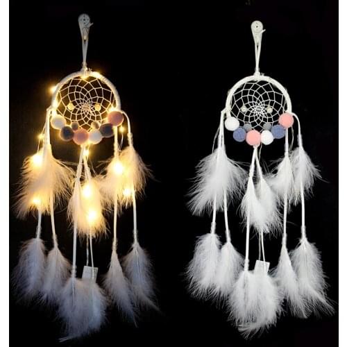 Car Room Decor Dream Catcher With Feathers Night Light Wall Hanging