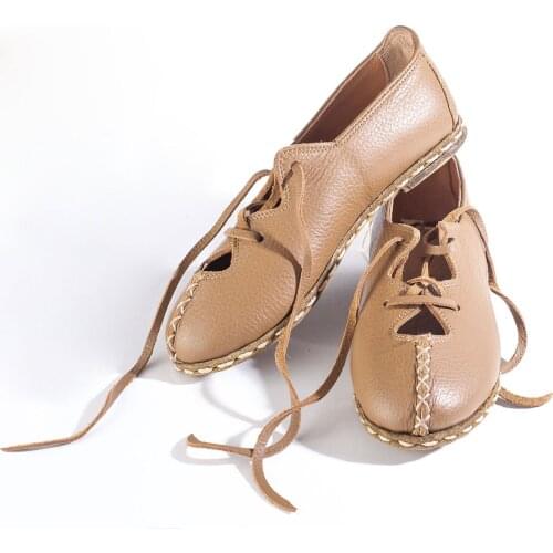 Women Hand Made Comfort Basic Healty Full Leather Shoes Brown