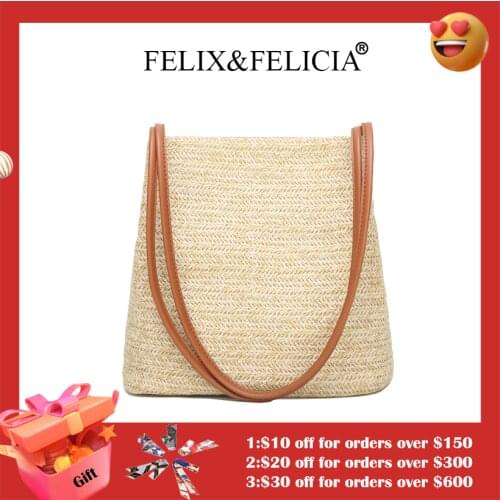 FELIX&FELICIA Brand Fashion Straw Handbags Women Designer Luxury Ladies Crossbody Travel Casual Female Shoulder Messenger Bag