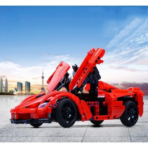 Remote Control Racing Creative Building Blocks Car Assembled Toys Childrens Puzzle Electric Charging Sports Car Boy Gift