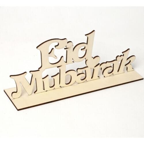 Eid Eid Mubarak Wooden Ornament Home Decor Muslim DIY Letters Natural Wood Indoor Art Crafts Room Desk Decoration Gifts Festival