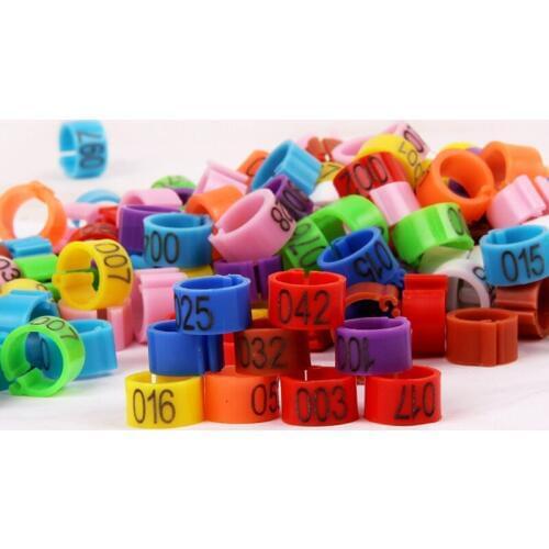 1000 Pcs Bird Clip Ring 8mm Plastic Digital Markup Parrot Pigeons 10 Colors Marking Ring No.1-100 Pet Supplies