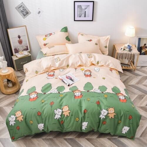 2021New Cartoon Small Bear Soft Comfortable Childrens Boy Girl Kids Bedding Sets Bed Linings Duvet Cover Bed Sheet Pillowcase