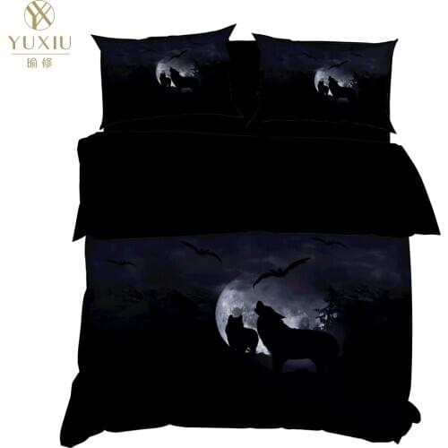 YuXiu 3D Printing Animal Wolf Duvet Covers 3Pcs Sets Bedding Set Bed Linen Cover Pillowcases King Queen Full Twin Double