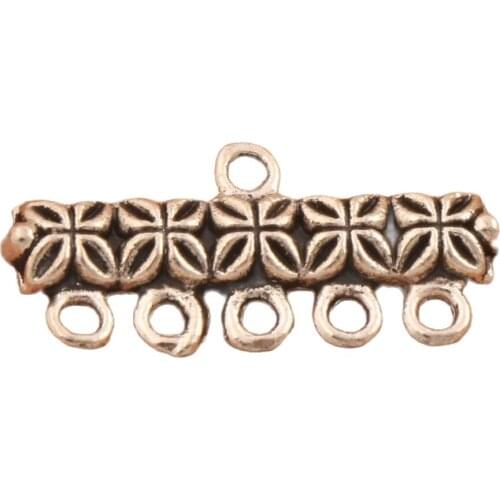 Clover Design 5-Strand Spacer End Connecors Fit Tassel Earrings Jewelry DIY L1239 30pcs 11.8x25x2.2mm Zinc Alloy