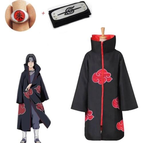 Akatsuki Uchiha Tobi Obito Akatsuki Cosplay Costume Cloak Mask Halloween Man Woman Cosplay Costume Headband Accessories 3 PICS