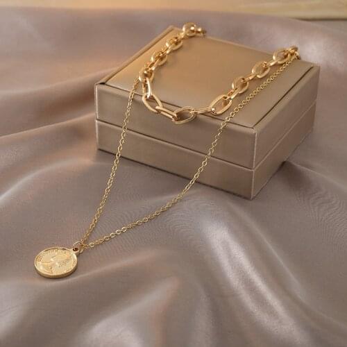 Hot Bohemian Multi Layered Pearl Necklace for Women Vintage Geometric Portrait Coin Pendant Necklace Girl Wedding Jewelry