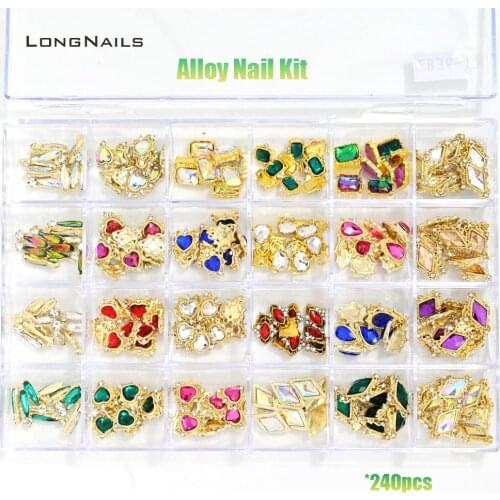 24*5/10pcs Alloy Nail Kit Luxury-Design Japanese Jewelry (Charms,Rivet,Dasiy, Bowknot, Diamond) Nail 3D Decors Gems Acces 3-10mm