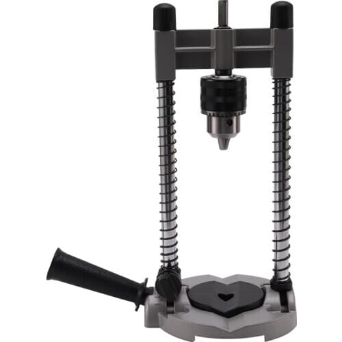 Electric Drill Bracke 45-90° Angle Adjustable Drill Guide Attachment with Chuck Drill Holder Stand Drilling for Electric Drill