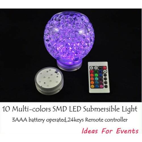 12 pieces Submersible led vase light, RGB Battery Operated Lights base with remote control for wedding party decoration