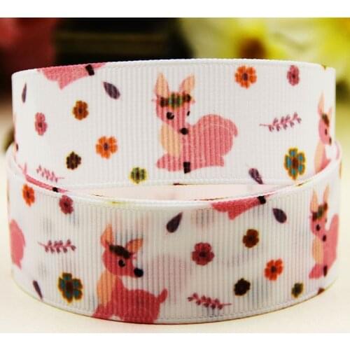 22mm 25mm 38mm 75mm Deer Cartoon pattern printed Grosgrain Ribbon party decoration 10 Yards X-04091